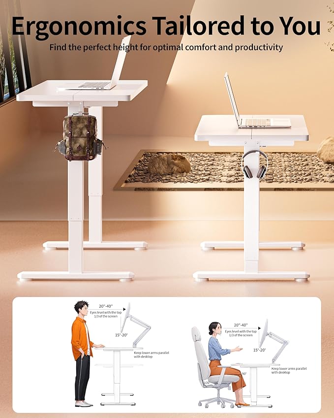 BIZUM Standing Desk Electric Adjustable Computer Desk-Stand up Desk Office Gaming Home Office Memory Desks 48x24 inches White