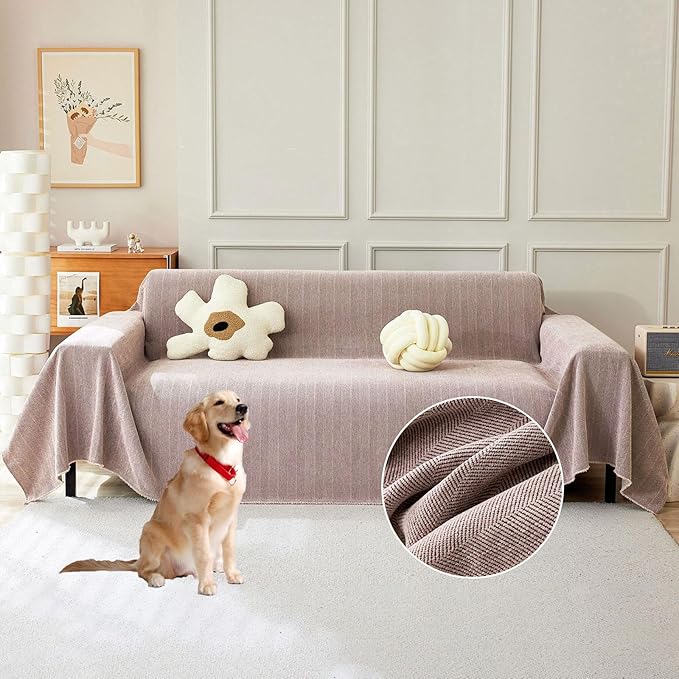 STACYPIK Stylish Cozy Pink Sofa Cover for Dogs Kids Geometric Couch Cover Herringbone Couch Slipcover for Sectional Couch Covers L Shape for 2 Cushion Couch Pet Furniture Throw Cover Washable-71X118IN