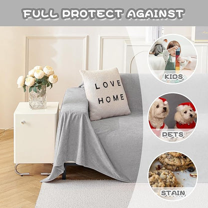 MYSKY HOME Couch Covers for 3 Cushion Couch Sofa Pet Friendly, Couch Cover for Sectional Sofa Furniture Protector Cover, Non Slip Sofa Cover, Sofa Covers Washable, 71"x118", Light Grey