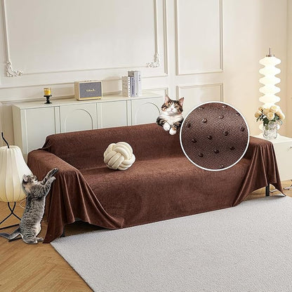 MYSKY HOME Sofa Covers, Washable Couch Cover for Dogs Sofa Cover Furniture Protector Sofa Slipcovers for Dogs Furniture Protector Cover, Thick Durable Non Slip, 91" x 118", Chocolate