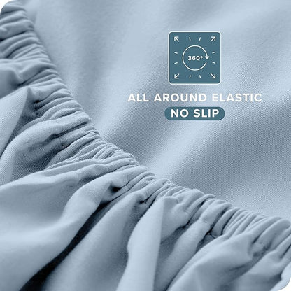 Bare Home King Sheet Set - Luxury 1800 Ultra-Soft Microfiber King Bed Sheets - Double Brushed - Deep Pockets - Easy Fit - 4 Piece Set - Bedding Sheets & Pillowcases (King, Dusty Blue)