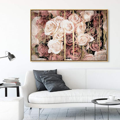 The Oliver Gal Artist Co. Floral and Botanical Wall Art Canvas Prints 'Shabby Chic Romance' Florals, 54x36, Pink, Brown