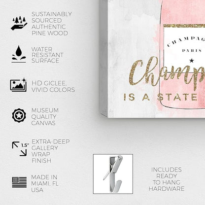 Drinks and Spirits Wall Art Canvas Prints 'Champagne Mind Glitter' Champagne
