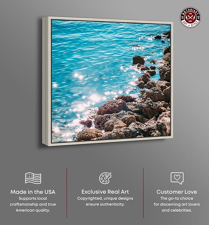 Italian Summer Landscape Photography Canvas Wall Art by Notoriart, Silver Floater Frame, 16"x16"