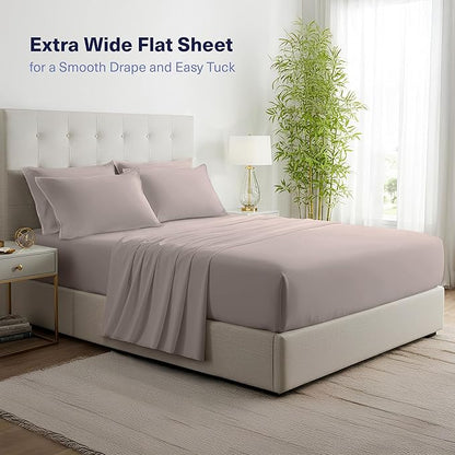 Kickoff Viscose Bamboo Sheets Queen Size 4-pc 100% Organic Bamboo Viscose Bed Cooling Sheets Queen Size Set Cool Bedding for hot Sleepers Sheet, Flat, Fitted, Pillowcases (Grey Mist, Q)