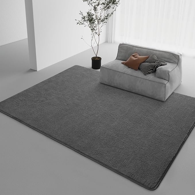 DweIke 5x7 Dark Grey Area Rugs for Bedroom, Super Soft Living Room Rug, Thickened Memory-Foam Throw Carpet, Non-Slip and Washable Carpets for Kids Boys Girls Room Dorm Nursery Home Decor