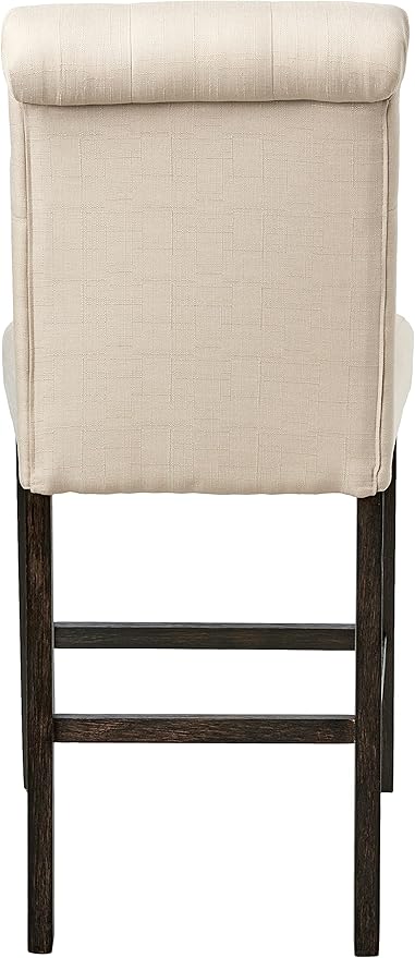 Roundhill Furniture Hendley Solid Wood Tufted Counter Height Stools, Set of 2, Tan