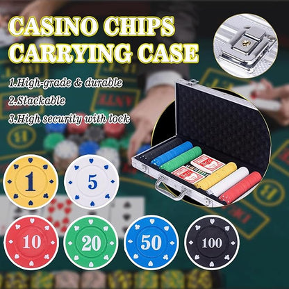 5 in 1 Super Casino Game Set: Blackjack/Texas Hold'em/Roulette/Craps/Poker Kit, 10" Wooden Roulette Wheel, Carrying Case with 360 Plastic Chips, 6 Deck Shuffler, 2 Double-Sided Rubber Mat And More