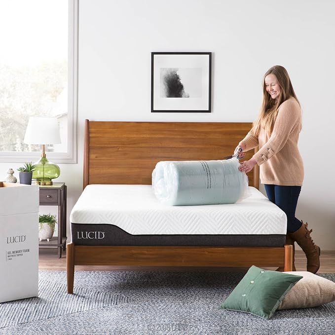LUCID 2-Inch Ventilated Gel Infused Memory Foam Mattress Topper - Full