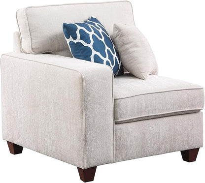 116" Convertible Sectional Couch with Movable Ottoman and 6 Throw Pillows,Chenille Upholstered Comfy Sofa 7 Seater,L-Shaped,Free Combination,Easy Assembly for Living Room,Apartment,Office,Beige