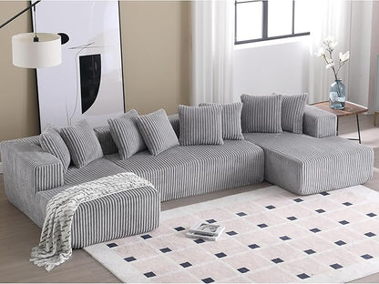Free Combination Cloud Boneless Modular Sectional Sofa with Chaise Lounge,Modern Minimalist Upholstered Couches, Oversized U Shaped Lounge Sofa Couch w/ 8 Pillows