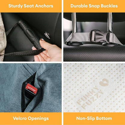 FUNNY FUZZY Dog Car Seat Cover for Back Seat, Waterproof, Scratchproof Car Seat Protector for Dogs Nonslip, Dog Back Seat Covers for Cars, Trucks and SUVs, Back Seat(18.1''W x 53''L×22" H)