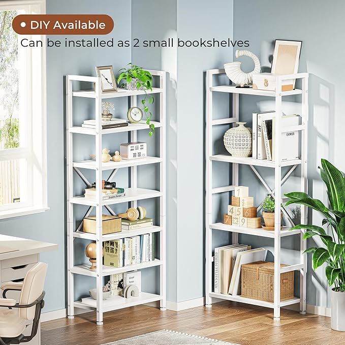 SUPERJARE Triple 4 Tier Bookshelf, Bookcase with 11 Open Display Shelves, Wide Book Shelf Book Case for Home & Office, White