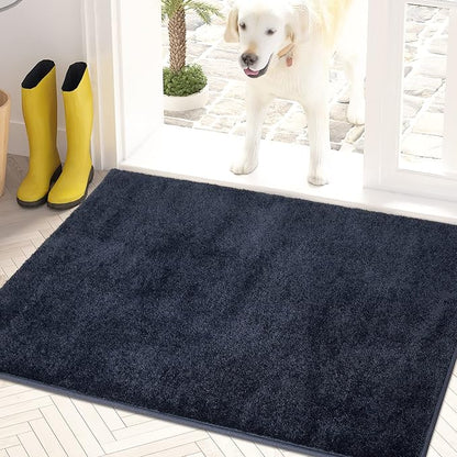 PURRUGS Dirt Trapping Door Mat 20" x 31.5", Non-Slip Machine Washable Entryway Rug, Dog Doormat, Indoor Front Door Mat, Super Absorbent Entry Rug for Muddy Shoes & Paws, Navy Blue
