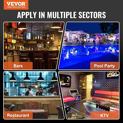 VEVOR LED Lighted Liquor Bottle Display, 2 Tiers 60 Inch Commercial Illuminated Home Bar Shelf, 2 Steps Whiskey Rack Stand, Acrylic Drink Shelves with RF Remote & App Control, and Multicolor Light