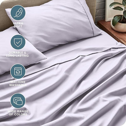 Bare Home Queen Sheet Set - 1800 Ultra-Soft Microfiber Queen Bed Sheets - Double Brushed - Deep Pockets - Easy Fit - 4 Piece Set - Bed Sheets (Queen, Light Lavender)