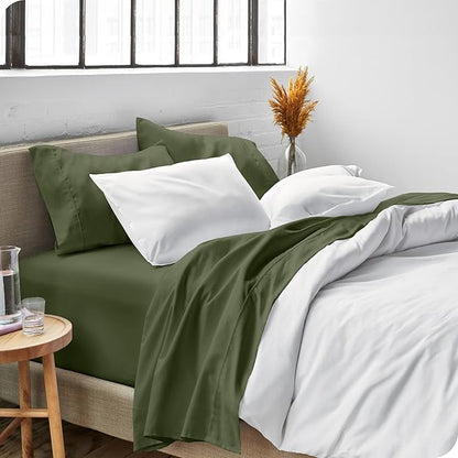 Bare Home Short Queen Sheet Set - 1800 Ultra-Soft Microfiber - Double Brushed - Deep Pockets - Easy Fit - 4 Piece Set - Bed Sheets (Short Queen, Cypress)