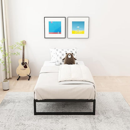 8 Inch Twin Bed Frames Heavy Duty Metal Twin Platform Bed Frame No Box Spring Needed, Noise Free, Easy Assembly, Black