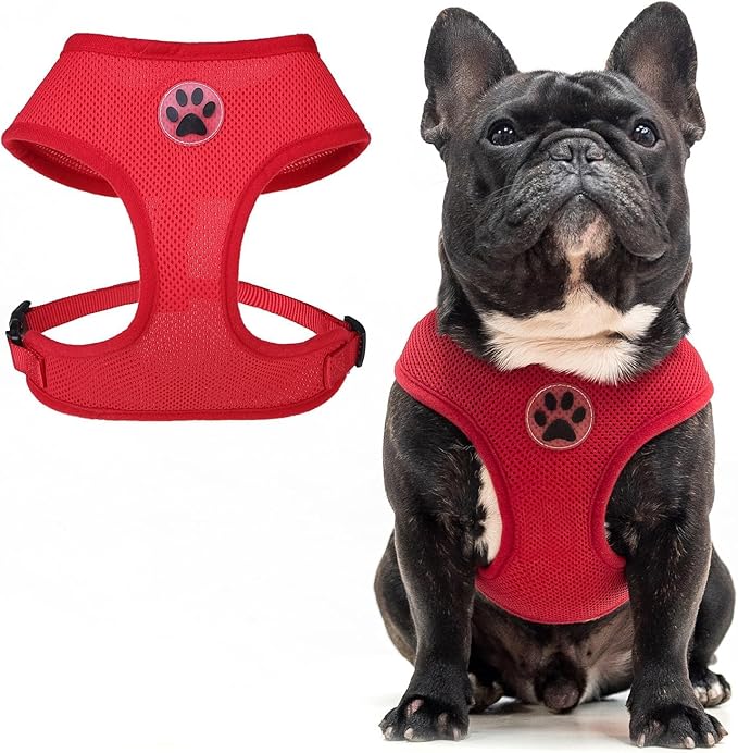 BINGPET No Pull Dog Harness,Soft Mesh Breathable All Weather Vest Harness,Safety Protection Design Durable Adjustable Step-in Easy Walk Dog Harness for Small Medium Large Dogs(Red,XL)