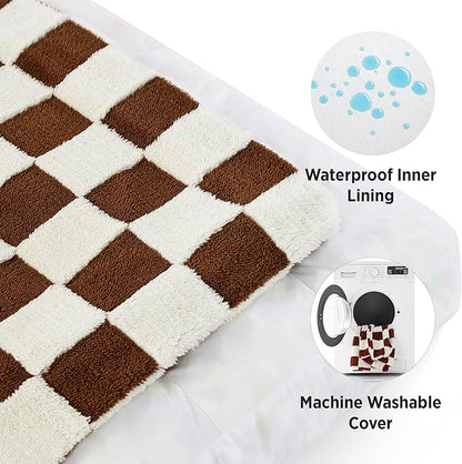 LE SURE Dog Beds Medium Size-Thick Shredded Chopped Foam Pet Bed as Gift for Indoor with Removable Cover, Cute Modern Fuzzy Plush & Anti Slip Bottom, Brown