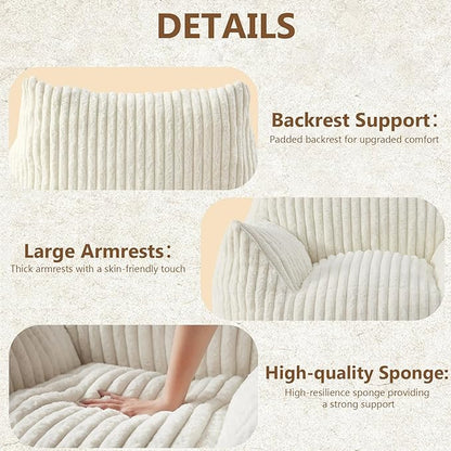 Giant Bean Bag Chairs for Adults Teens, Large Bean Bag Sofa Chairs with Filling Comfy Fuzzy BeanBag Chair with Armrests for Bedroom Living Room Reading