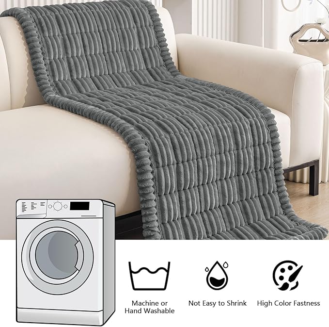 Smiry Couch Cover for Dogs Washable, Non Slip Fuzzy Pet Couch Covers for 3 Cushion Sofa Pet Friendly, Thick Soft Sofa Slipcovers Cushion Protector (Dark Grey, 27.6" x 59")