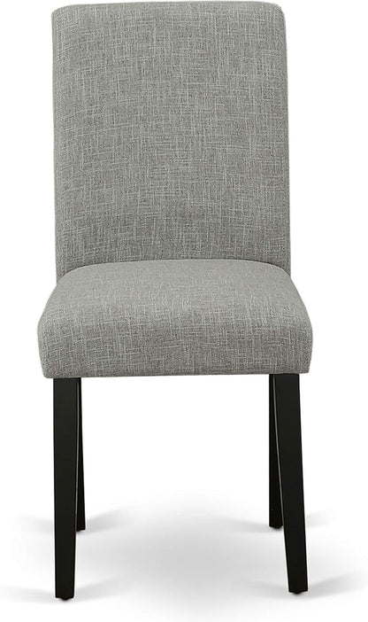 East West Furniture X696AB106-5 5 Piece Modern Dining Table Set Includes a Rectangle Wooden Table with X-Legs and 4 Shitake Linen Fabric Upholstered Parson Chairs, 36x60 Inch, Multi-Color