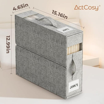 5Pack Sheet Organizers and Storage with Handles – Foldable Linen Closet Storage for King & Queen Sheet Sets – Clear Window & Removable Labels – Dustproof & Space-Saving Design, Grey