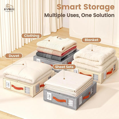6 Pack Bed Sheet Organizers and Storage(King &Queen Size) with an Elastic Strap, Foldable Closet Linen Sheet Storage Container, Sheet Set Box for Blanket, Duvet Cover and Pillowcase, Grey