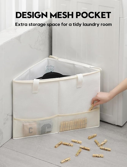 2 Pack Rigid Hanger Organizer, Triangle Storage Bin with Lid, Hanger Holder Stand for Space Saving, Clothes Organizer Stacker for Closet Laundry Rooms