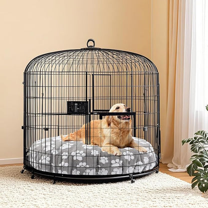 BALAPET Washable Dog Bed Covers Replacement Round Waterproof Bed Cover for Dog Soft Pet Bed Cover with Lovely Dog Paw Print and Double-Sided Usable Design,Cover Only(Gray,30 * 30 * 10in)
