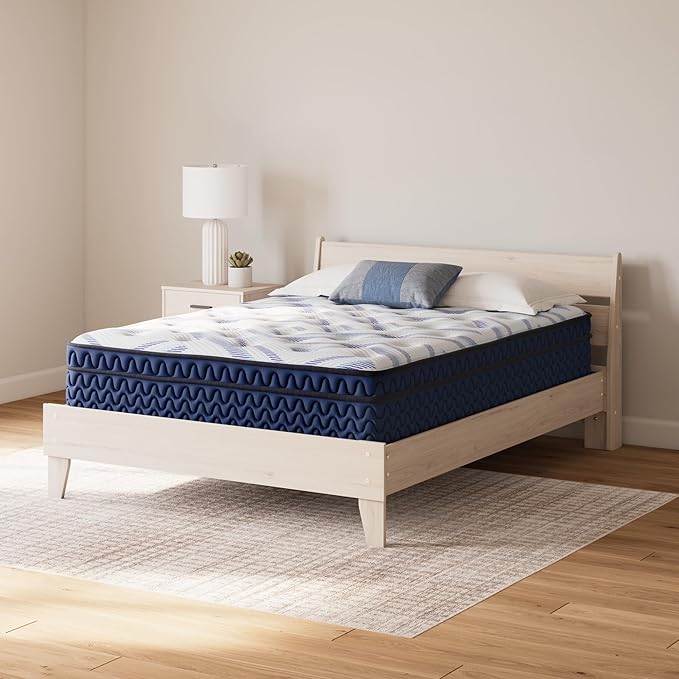 Signature Design by Ashley Queen Size Stack 12 Inch Hybrid Medium Plush Cooling Gel Infused Memory Foam Mattress for Pressure Relief, Fiberglass Free, Mattress in A Box
