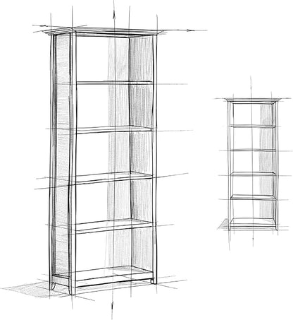 SIMPLIHOME Amherst Bookcase - 70 inch Tall 5-Shelf Solid Wood Bookshelf in Hickory Brown, Transitional Storage for Living Room, Study Room or Office with Adjustable Shelves and Tapered Legs
