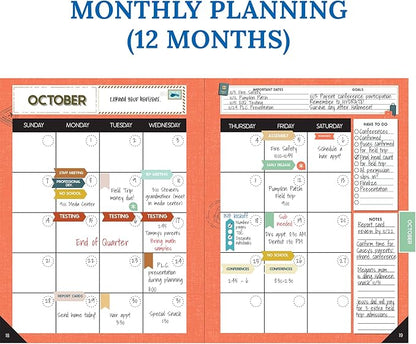 Carson Dellosa Let's Explore Teacher Planner 2025-2026, Undated 8" x 11" Lesson Plan Book With Retro Stickers, Class Schedule, Weekly Calendar, Classroom Must Haves, Homeschool and School Supplies