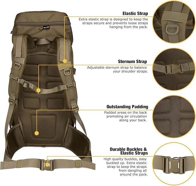 Mardingtop 50L Hiking Backpack,Backpacking Backpack with Rain Cover for Hiking,Backpacking,Rucking,Camping,Survival