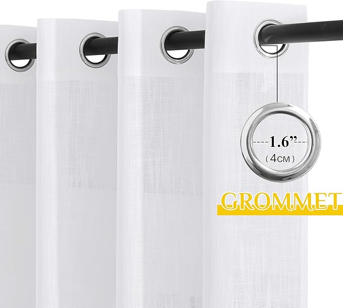 NICETOWN Living Room Window Curtain Semi Sheer Textured 108" Long, Grommet Casual Semitransparent Sheer Privacy with Light Window Treatments for Sliding Door, 70" Wide, 1 PC, White