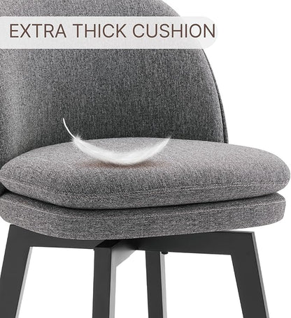 Counter Height Barstools 26 inch Upholstered Swivel Bar Stools with Back and Wood Legs for Kitchen Island,Set of 1,Dark Grey Fabric-Armless