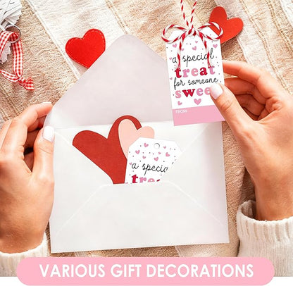 Valentines Day Gift Tags - 50Pcs Happy Valentine's Day Tags with String, A Special Treat for Someone Sweet Tag for Gift Wrapping, Valentine's Day Decoration