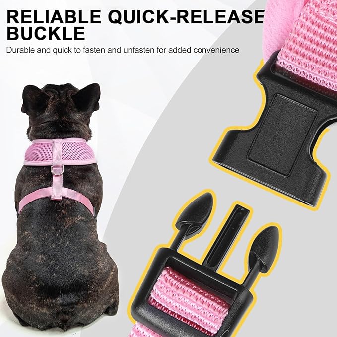 BINGPET No Pull Dog Harness,Soft Mesh Breathable All Weather Vest Harness,Safety Protection Design Durable Adjustable Step-in Easy Walk Dog Harness for Small Medium Large Dogs(LightPink,L)