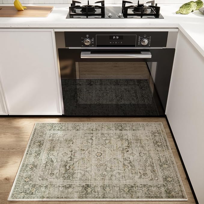 Washable Entryway Small Area Rugs: 2'x3' Boho Rug Non Slip Door Mat Indoor Entrance Stain Resistance Low Pile Throw Rugs for Inside Front Door Floor Bedroom Bedside Kitchen Nursery Dorm Room Entry