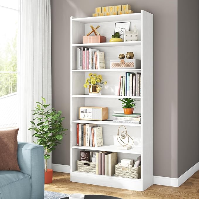 Tribesigns 78-inch Tall Bookcase, Modern 7-Tier White Library Bookshelf with Storage Shelves, Large Open Bookcases Display Shelving Unit for Bedroom Living Room Office