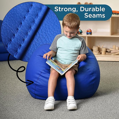 Children's Factory 26" Round Bean Bag, Bean Bag Chair with Water-Resistant Cover for Kids, Flexible Seating for Classroom Elementary, Easy to Clean, Blue