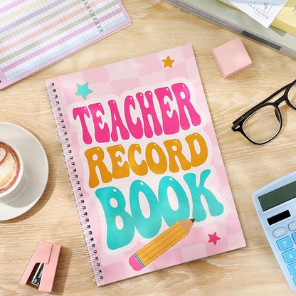 Retro Teacher Record Book Teacher Grade Book 2026-2027 Spiral Bound Record Class Planner 2026 Gradebook Office Favors for Classroom Attendance Supplies Double Sided Printing