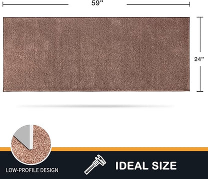 PURRUGS Dirt Trapping Door Mat 24" x 59", Non-Slip Machine Washable Entryway Rug, Dog Doormat, Indoor Front Door Mat, Super Absorbent Entry Rug for Muddy Shoes & Paws, Brown-Light Cream