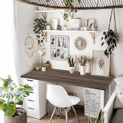 Kaboon Universal Tabletop 59.1"x23.62", Solid One-Piece Melamine Table Top, Double Desk L-Desk DIY, Home and Office Countertop,Eucalyptus