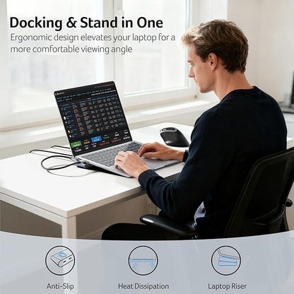 Acer Docking Station 3 Monitors, 11-in-1 Laptop Docking Station Stand with DP 8K + Dual HDMI 4K@60Hz, Ethernet, 10Gbps Data, 100W PD, SD/TF, USB C Dock with Detachable Cable for Acer/Dell/Mac/HP