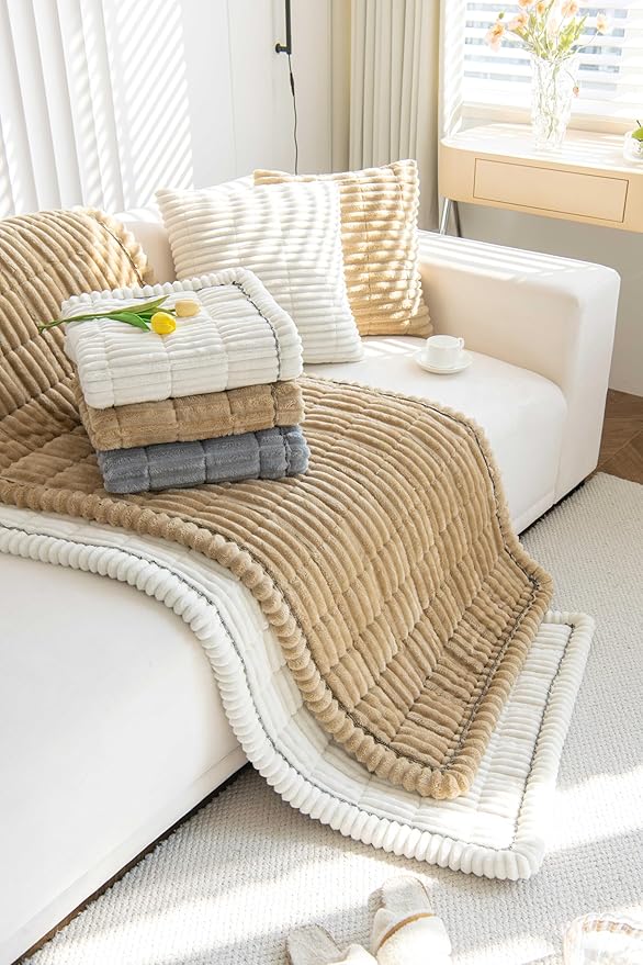 OTOB Couch Covers for Dogs Washable, Non Slip Plush Sofa Cover Kids Pet Friendly Furniture Protector, All Seasons Soft Cozy Fuzzy Sofa Slipcovers Dog Bed Mats (Dark Gray, 31.5" x 63.0'')