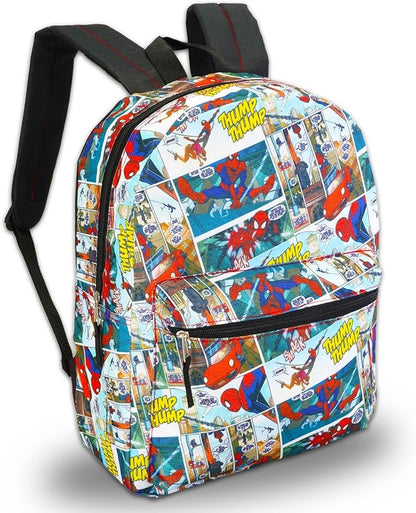 Marvel Spiderman Backpack with Lunch Box Set - Bundle with 16” Spider-Man Backpack & Lunch Bag, Stickers, More | Spiderman School Bag for Kids, Boys