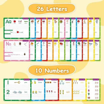 ABC Handwriting Drawing Practice Cards,Phonics Sight Words Flash Cards,Alphabet & Number Dry Erase Board for Kids,Learn to Write Letter for Kindergarten,Preschool Writing Practice