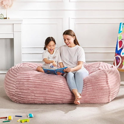 Hobestluk 4FT Bean Bag Chairs Adult Bean Bag with Portable Handle Comfy Large Bean Bag Chair with Removable Cover for Living Room Bedroom or Reading Nook (Stripe Pink, 4FT)